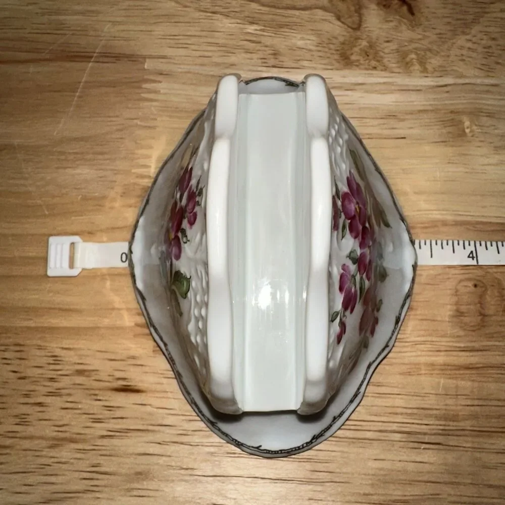 vintage porcelain napkin holder Hand Painted
